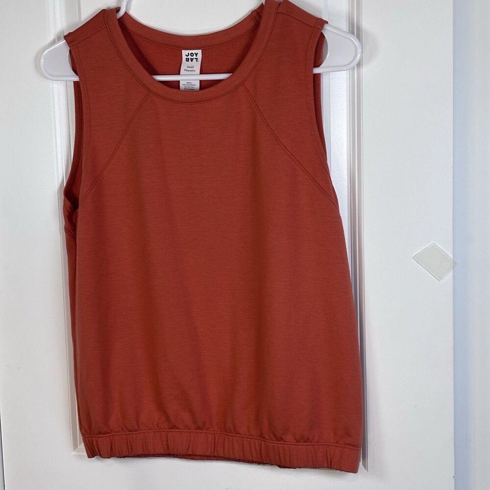 JoyLab Women'High Neck Sports Sleeveless Crop Top Small Orange Elastic Waist